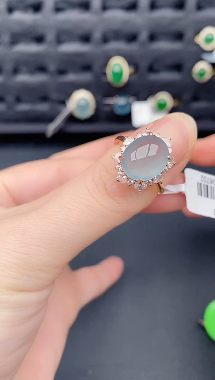 银S925镶嵌戒指翡翠天然a货翡翠188