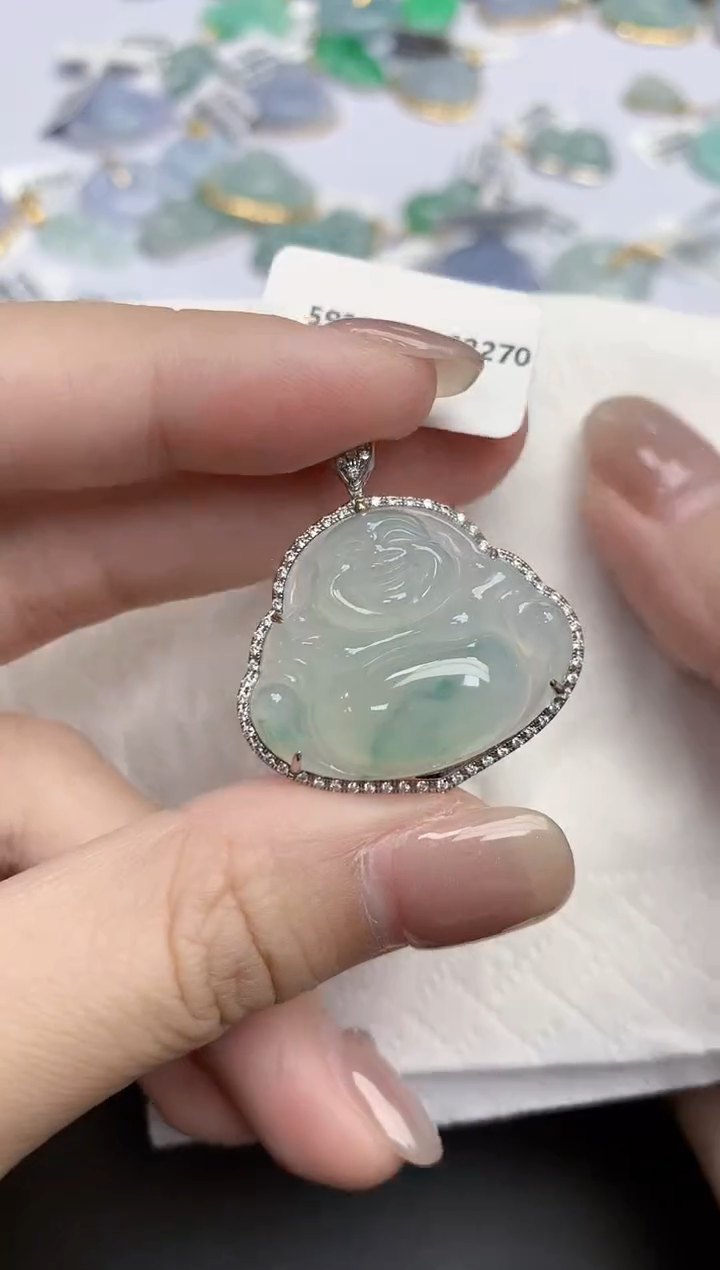 【闪购商品】翡翠颈饰18K金镶嵌天然缅甸翡翠A货