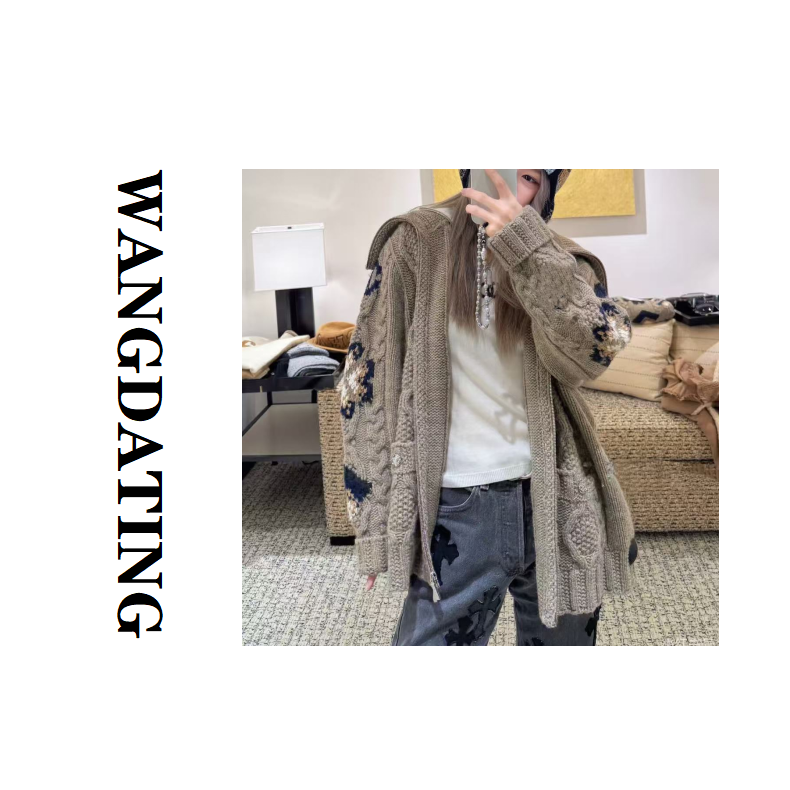 WANGDATING【滑雪系列】25s秋冬滑雪系列钩花针织开衫女款