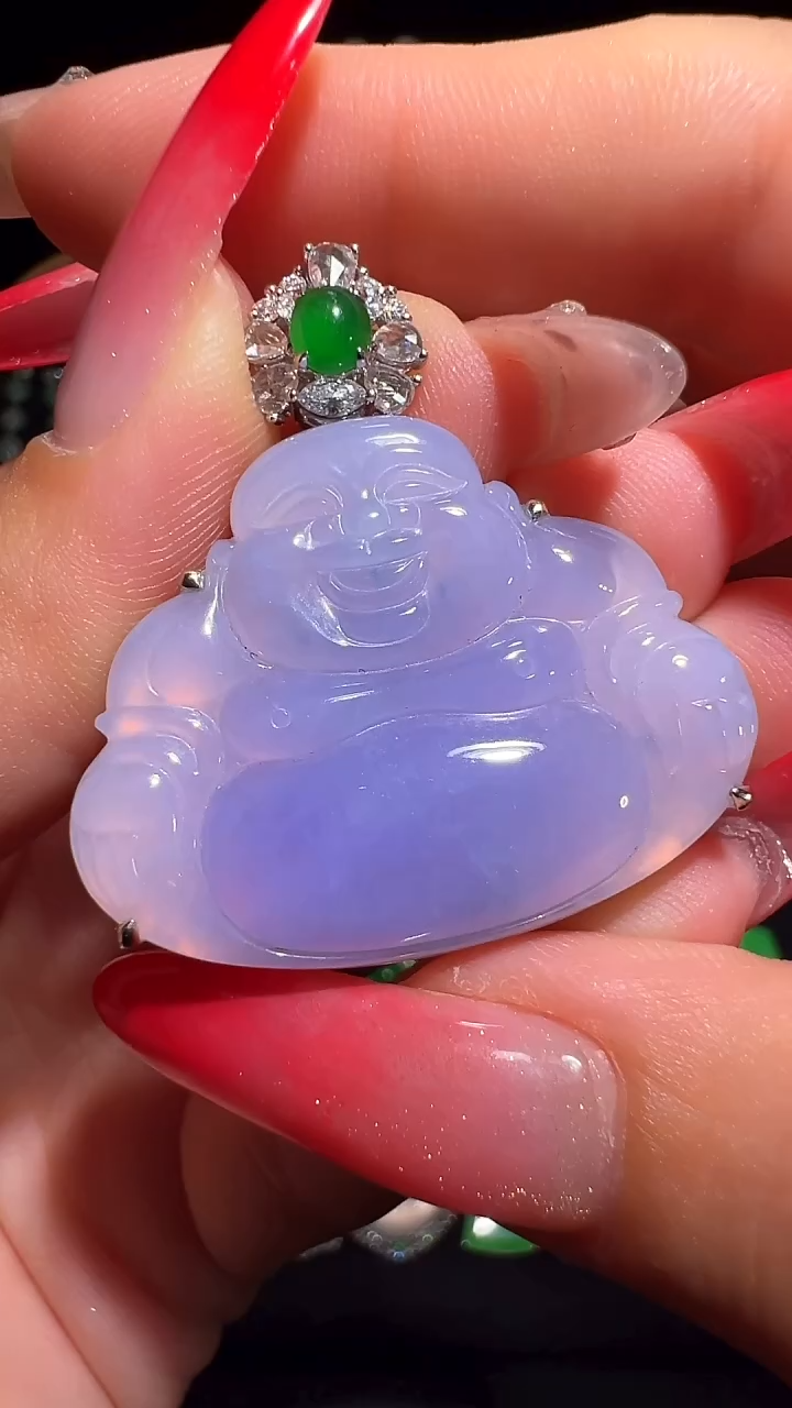 18K金镶嵌挂件翡翠吊坠