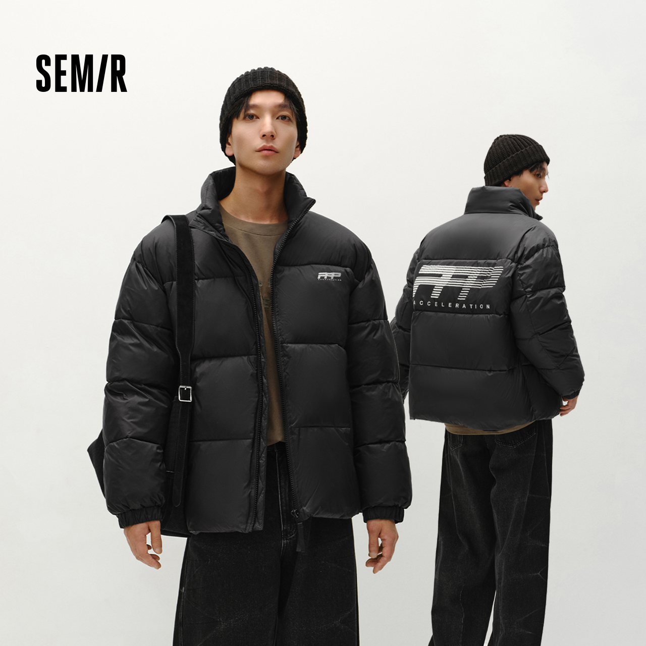 森马棉服男冬装加厚保暖宽松立领棉衣时尚印花肌理感外套棉袄上衣