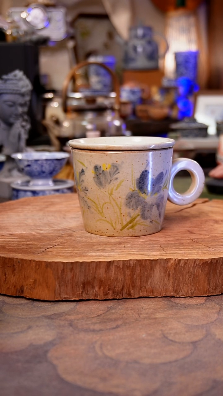 摆件陶蝶恋鸢尾花手工手绘手工手绘