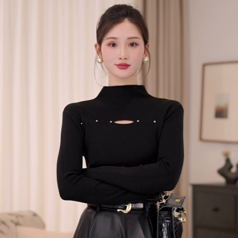 拉夏贝尔25秋冬气质时尚半高领内搭长袖毛衣10150 YQJ