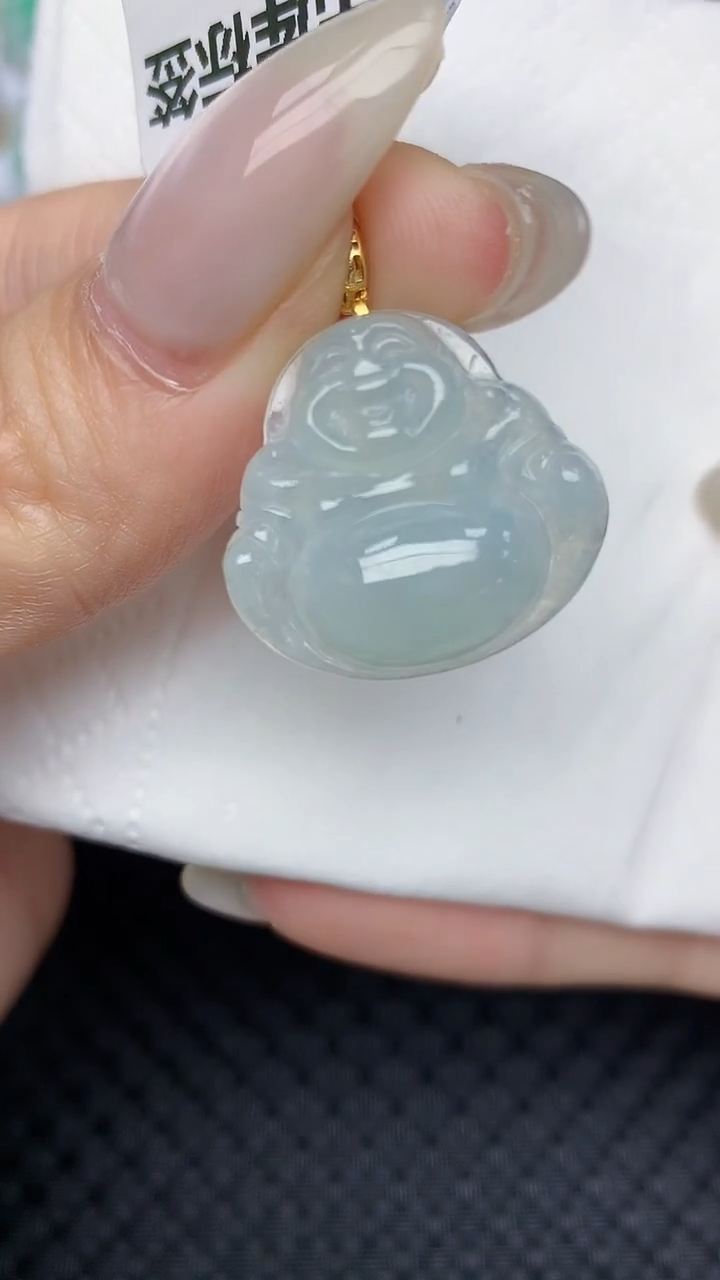 翡翠18K金镶嵌颈饰天然翡翠a货