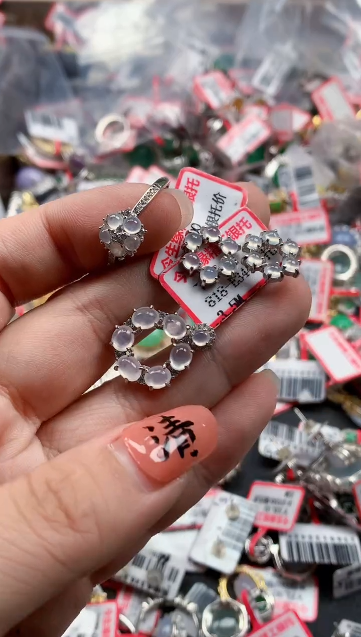 银S925镶嵌戒指翡翠天然A货缅甸翡翠