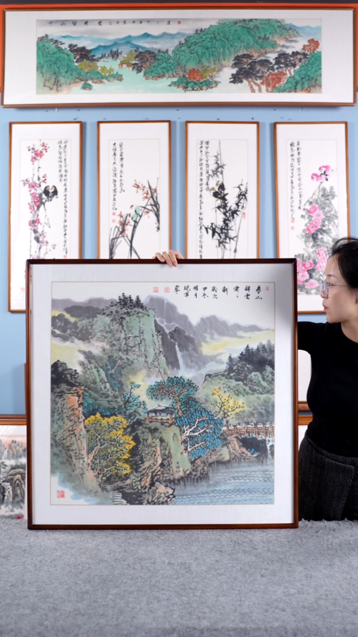 【闪购商品】国画张现军《春山祥云处处新》手绘83*83