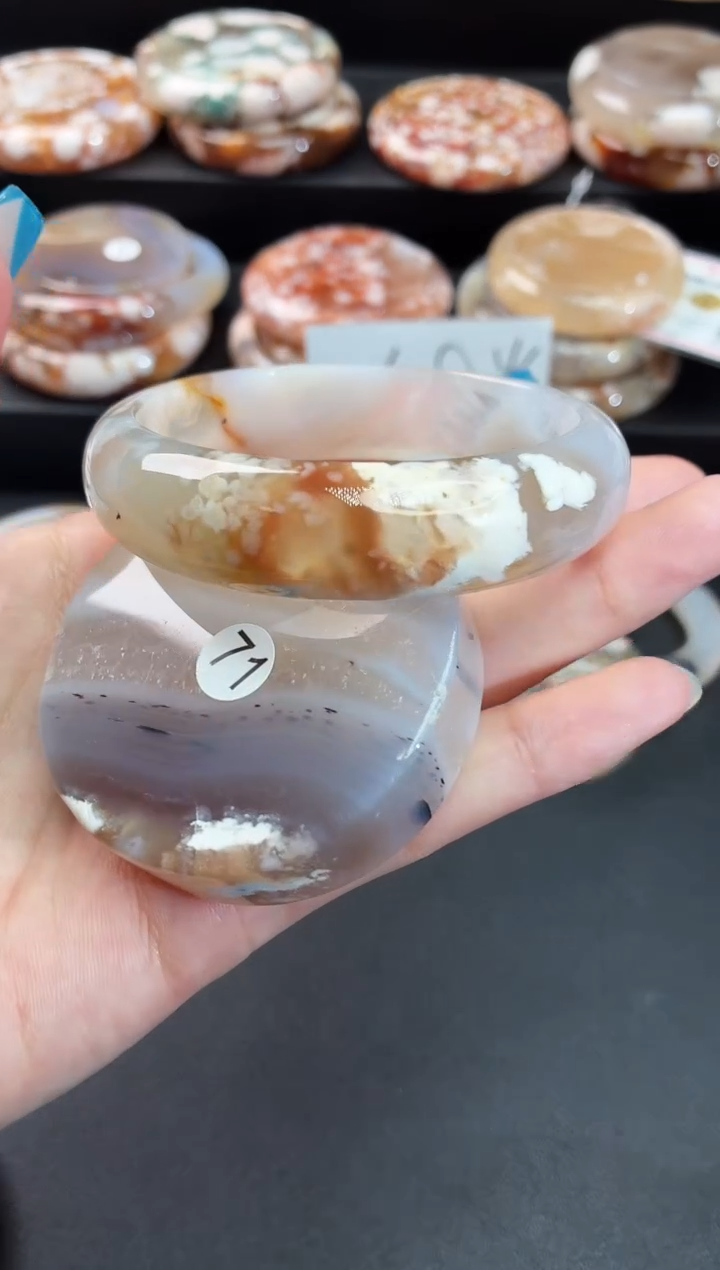 手镯玛瑙/玉髓未镶嵌石英质玉56圈55/56带(赠送镯心)