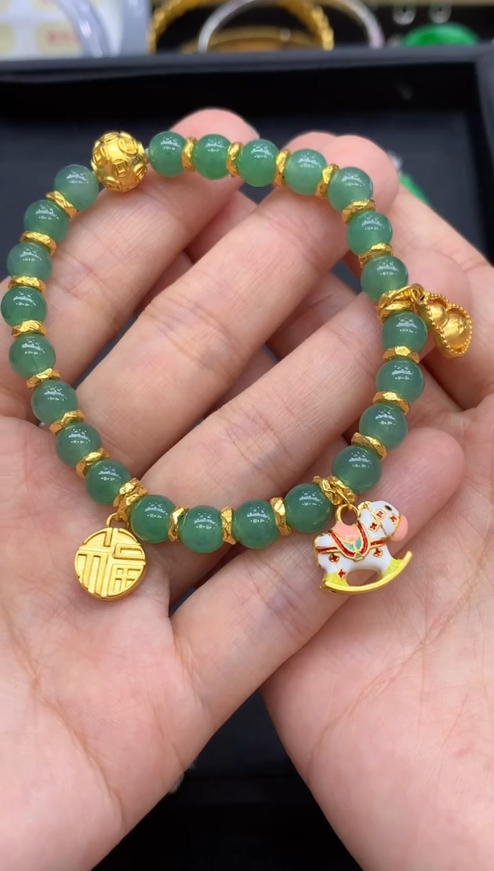 足金镶嵌手链翡翠511-中国好珍宝