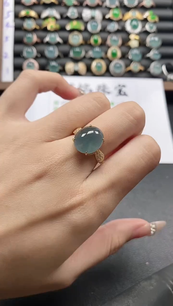 银S925镶嵌戒指翡翠51511