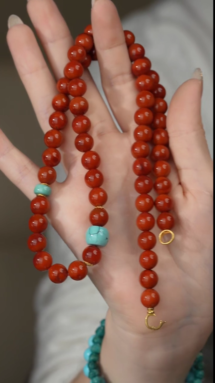 【闪购商品】南红玛瑙项链18K金镶嵌M20（多样性发一件）8mm+