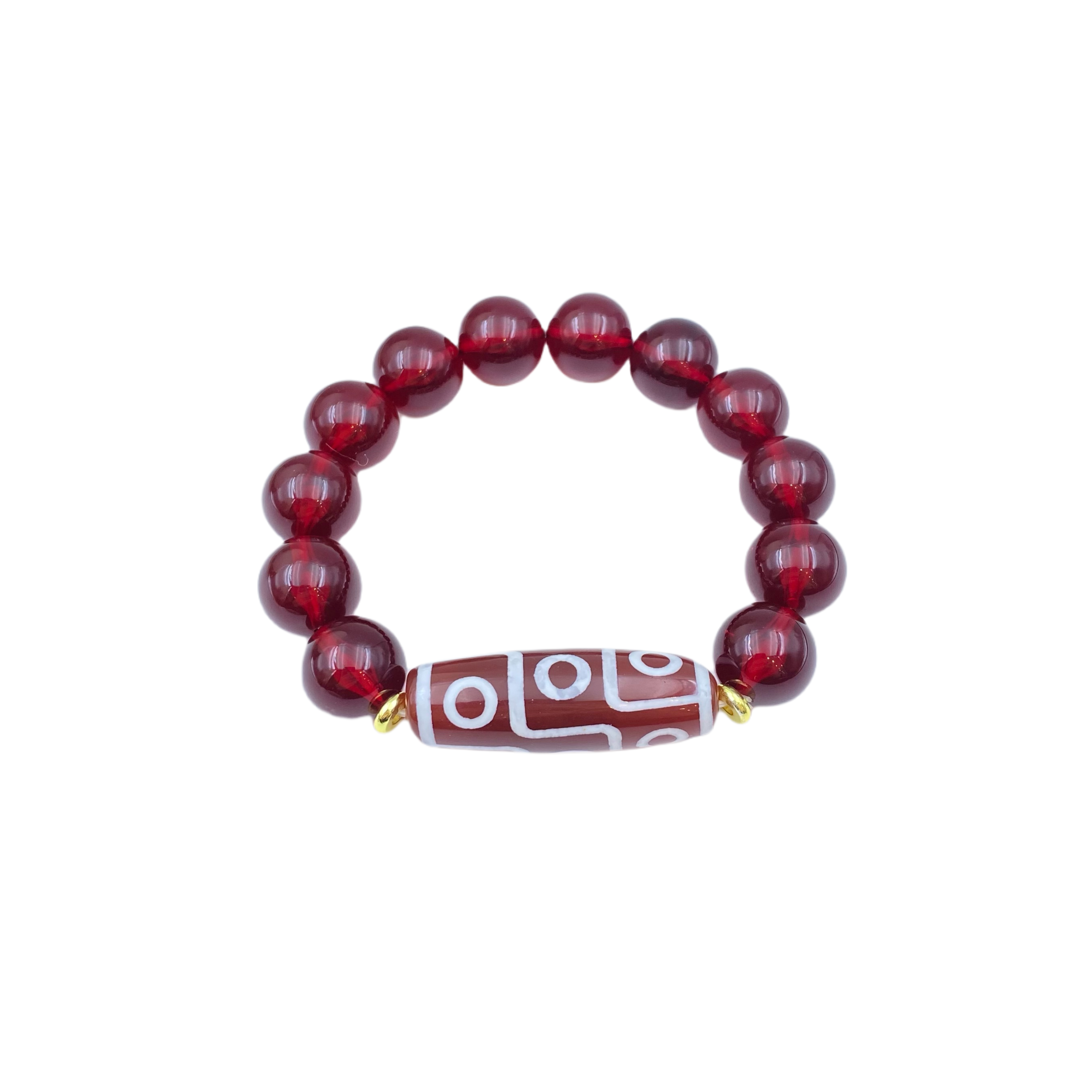 玛瑙胭脂红珠珠手链S1201X合金