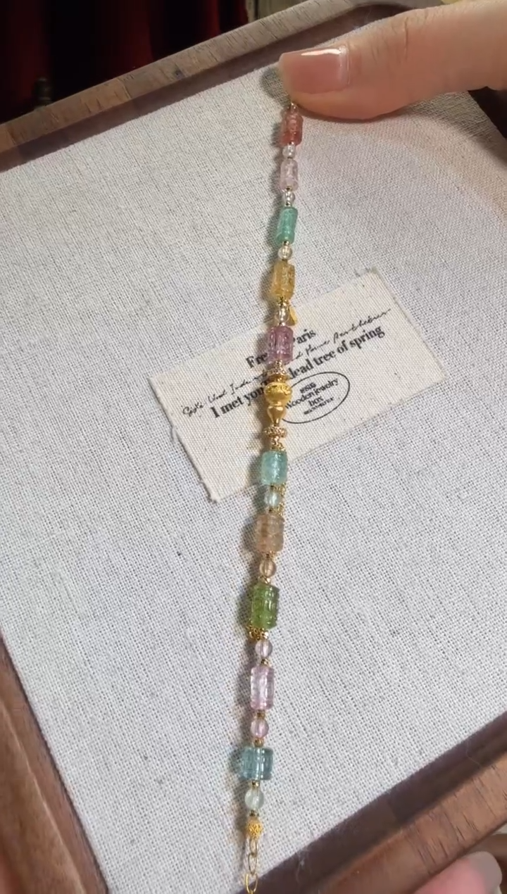 【闪购商品】碧玺手链18K金镶嵌全金葫芦全净体回纹
