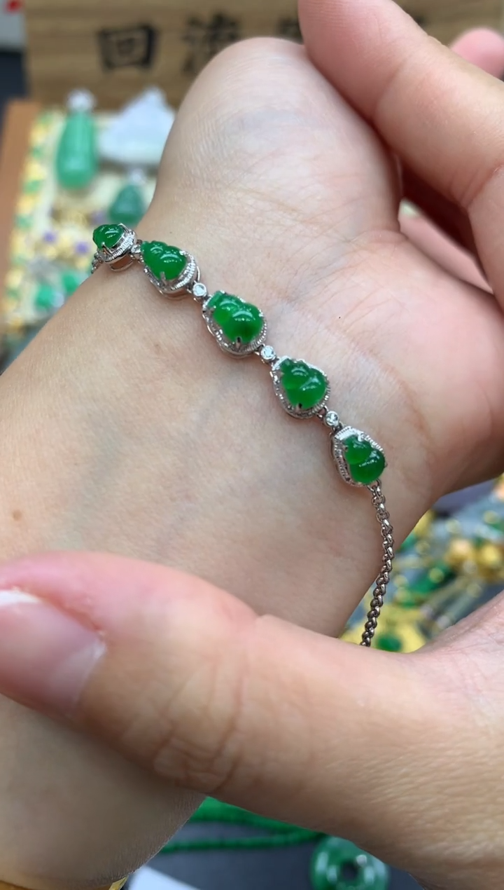 18K金镶嵌翡翠手链459-中国好珍宝