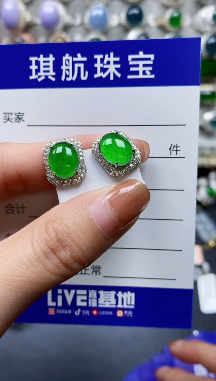 【闪购商品】翡翠耳饰银S925镶嵌0587