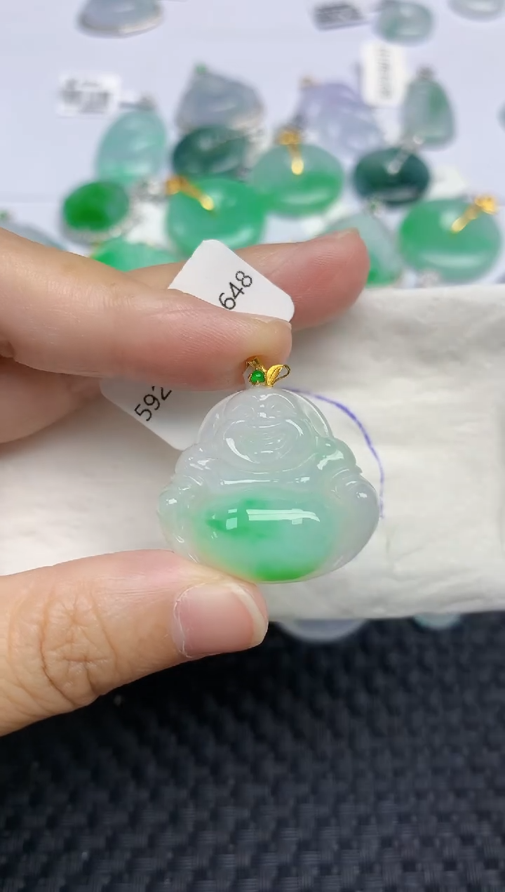 颈饰18K金镶嵌翡翠天然缅甸A货翡翠百元以上9元证书费自理