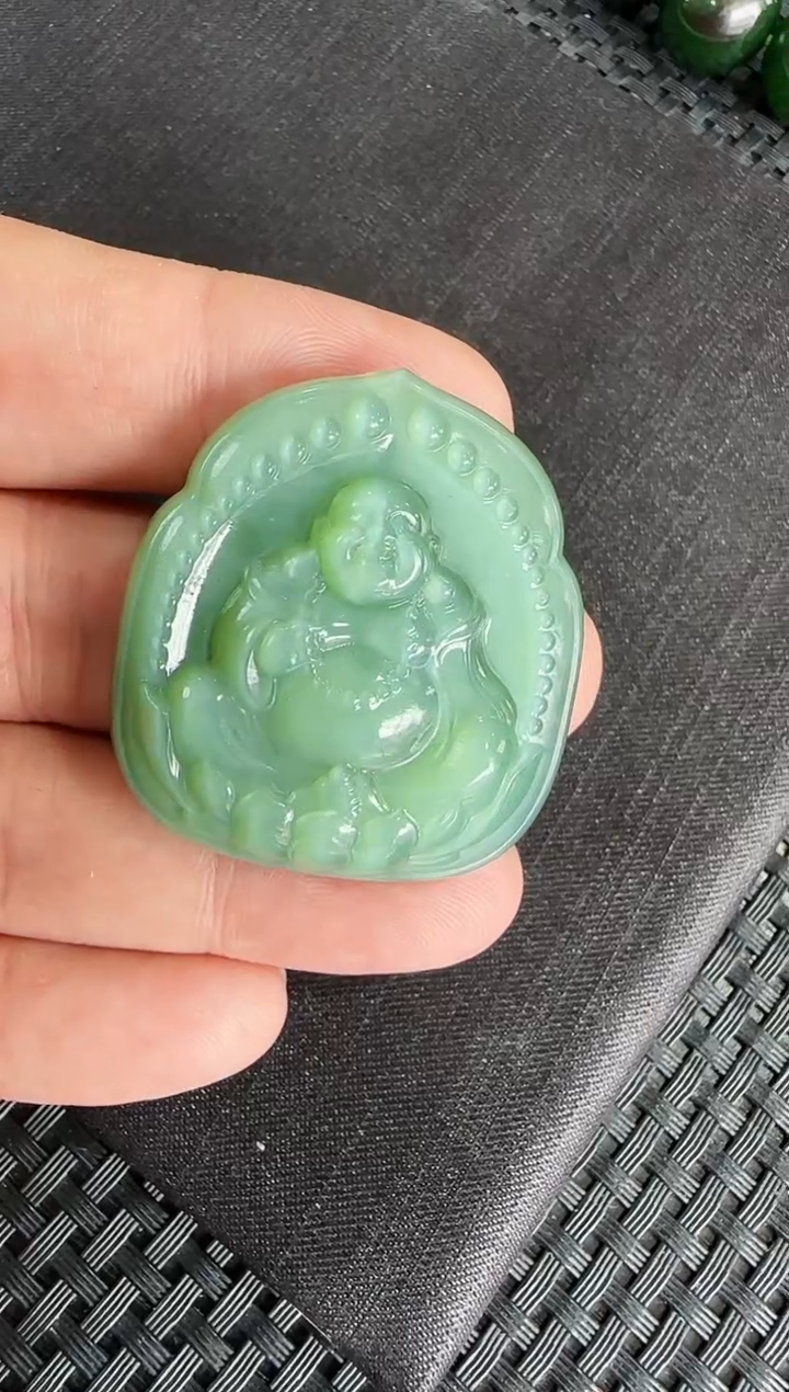 【闪购商品】和田玉吊坠未镶嵌粉青猫眼佛公