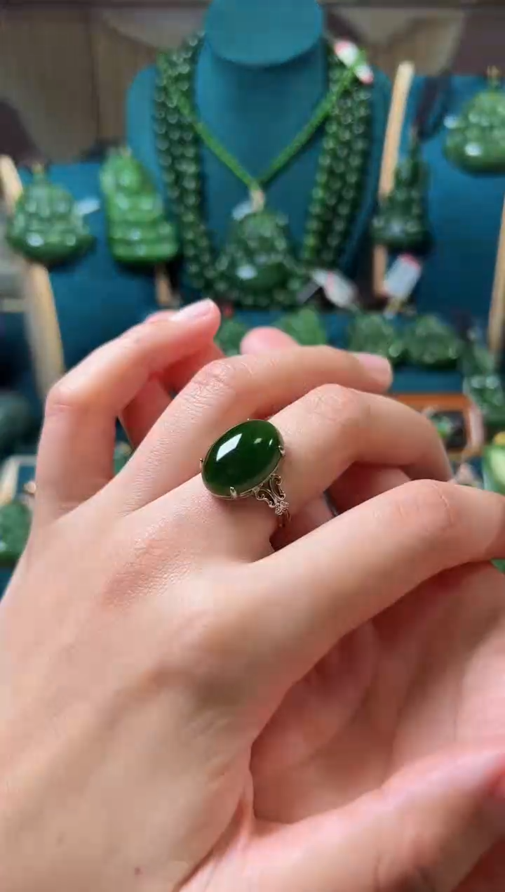 【闪购商品】和田玉（碧玉）戒指合金碧玉