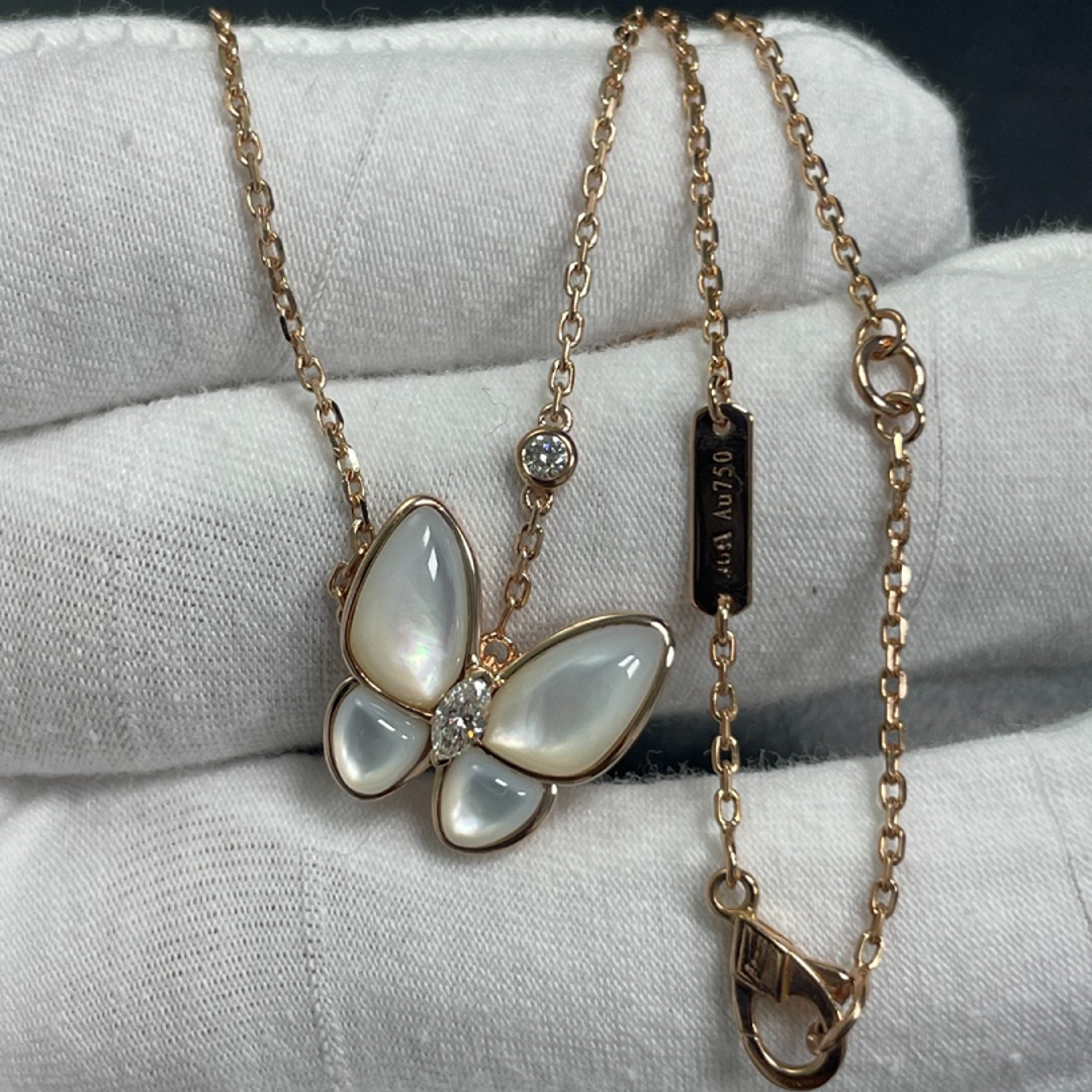 （双11）18k金蝴蝶项链钻石    多样性发一件