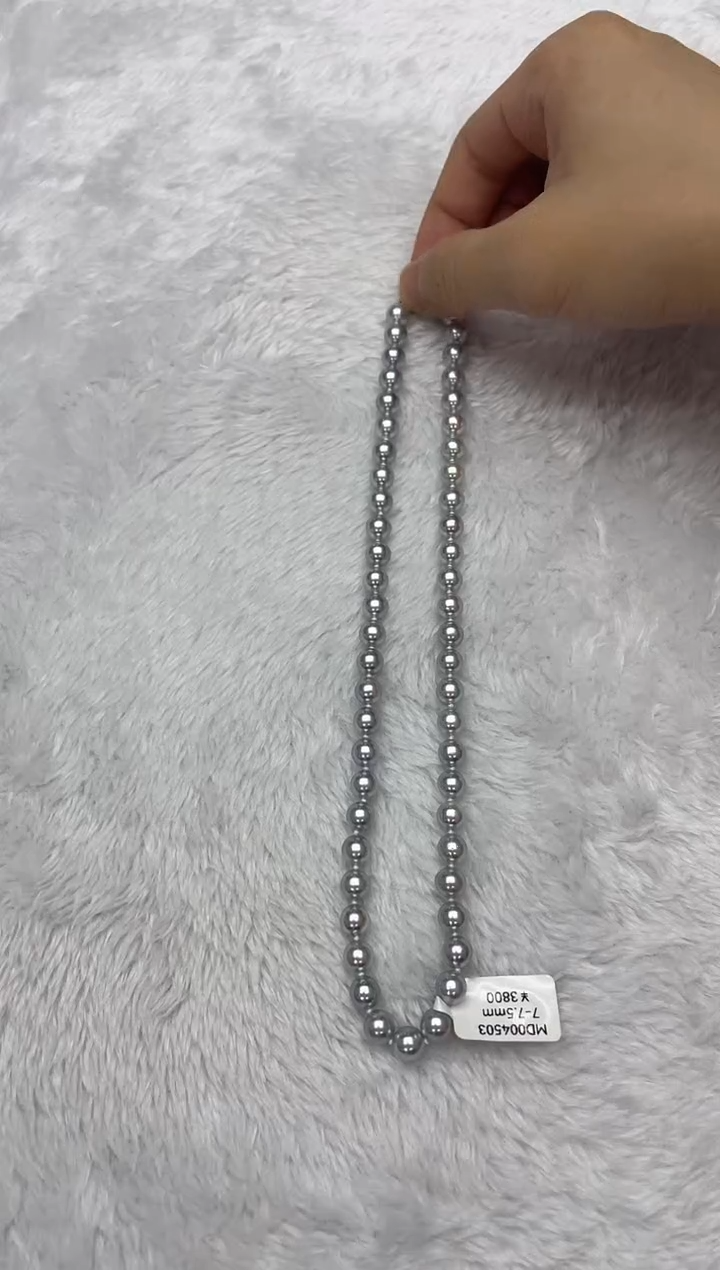 海水珍珠银S925镶嵌项链AK真多麻7-7.5mm（多样性发一）