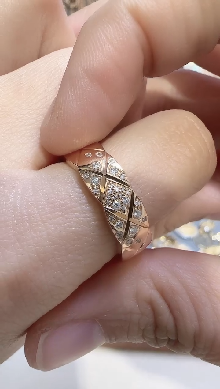 【闪购商品】天然钻石戒指/指环18K金镶嵌戒指14号