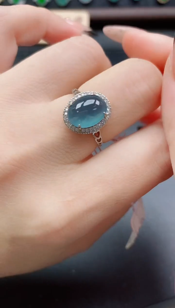 银S925镶嵌戒指翡翠1