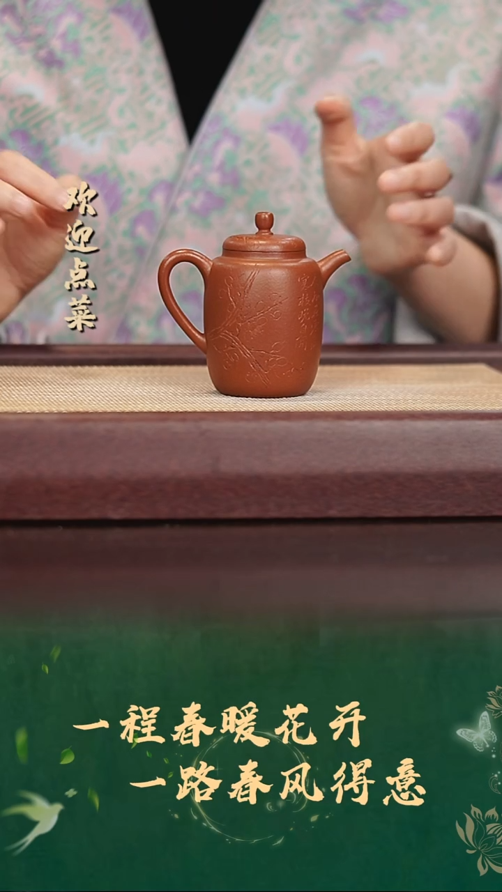 茶壶紫砂陈洁 品梅 老朱砂