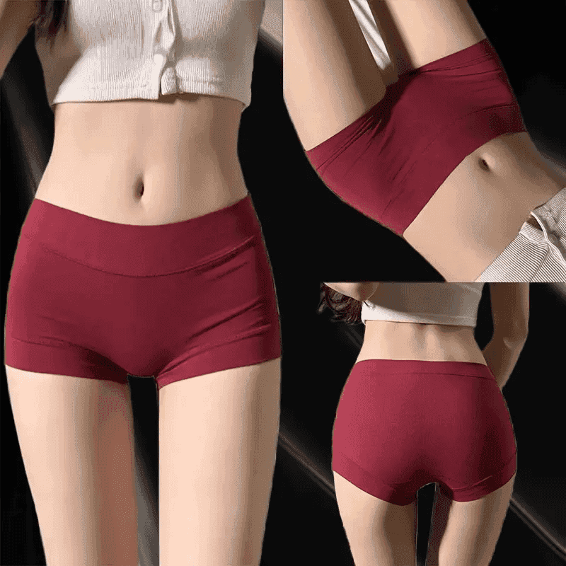 高级感安可拉红本命年女士纯棉裆内裤女款中腰收腹裤红色包臀短裤