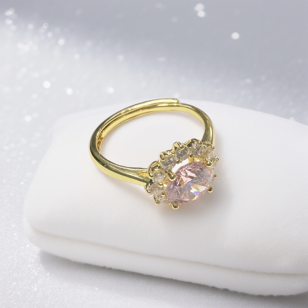 天然南非钻石太阳花粉戒指黄托-