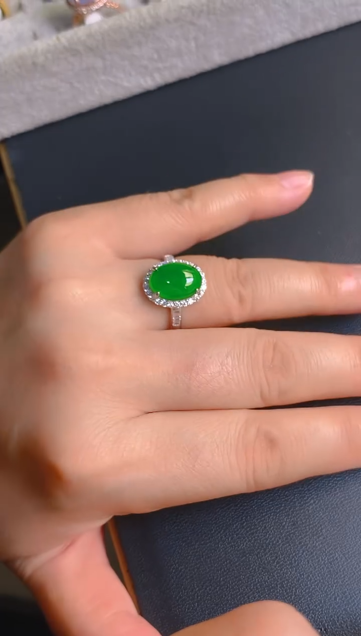 【闪购商品】翡翠耳饰银S925镶嵌天然A货翡翠1