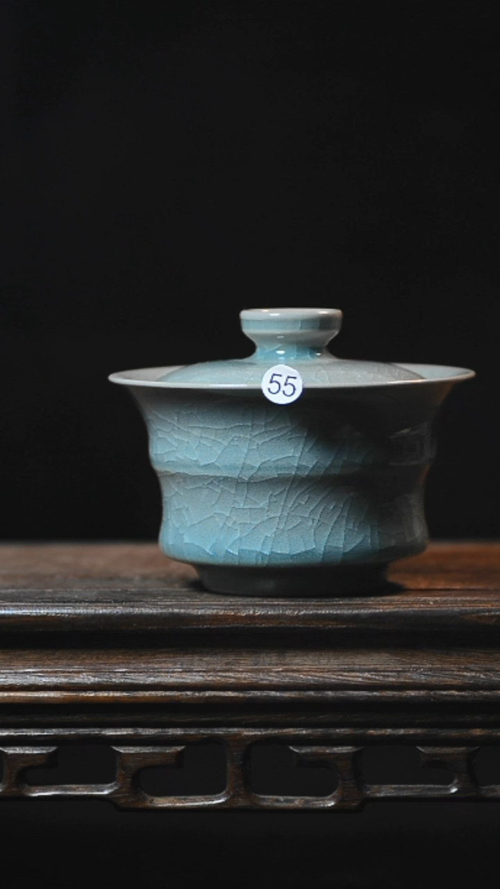55号手工竹节盖碗全品清凉寺汝瓷