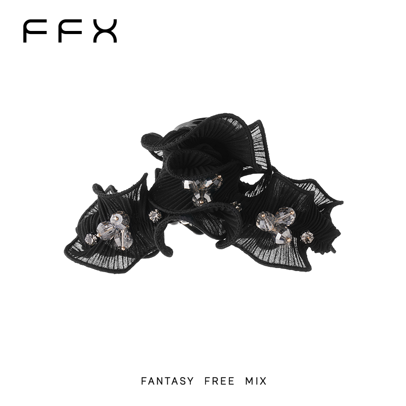 弗弗西FFX【荷塘月色】手工定制荷叶边褶皱网纱蓬松显发量发饰抓夹商品图