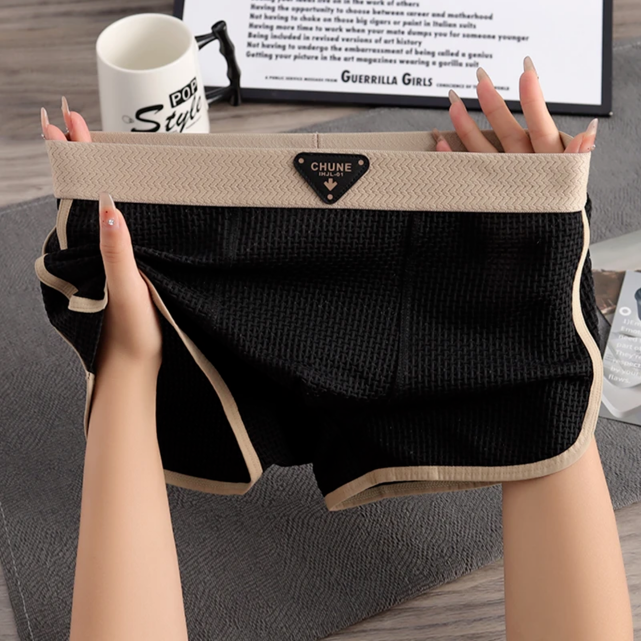 轻奢优雅风男士冰丝四角内裤亲肤透气速干柔软质感青年平角内裤头