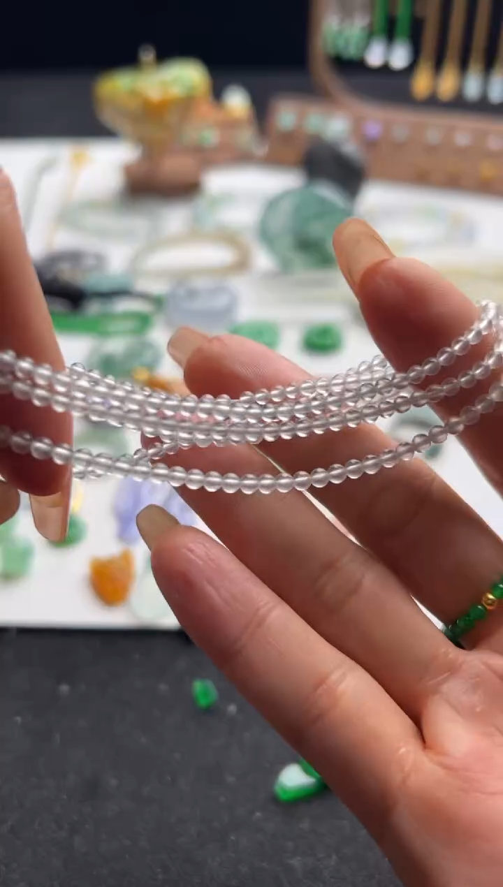 【闪购商品】定制翡翠未镶嵌白玻璃长串14800+740-lh