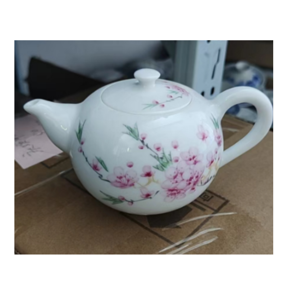 【景德镇】手工手绘水点桃花壶
