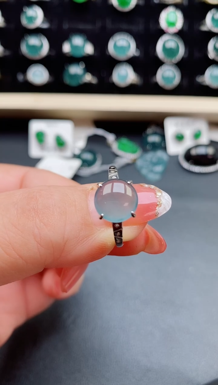 【闪购商品】翡翠戒指银S925镶嵌8580