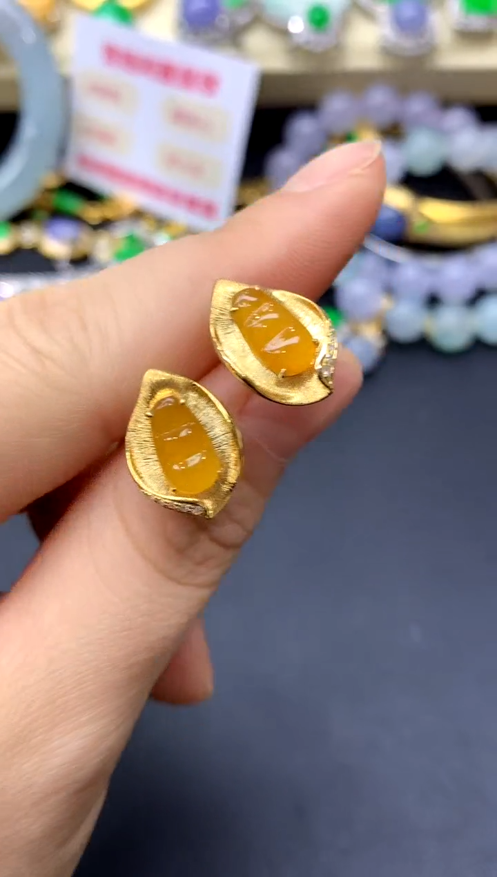 18K金镶嵌翡翠耳饰264-中国好珍宝