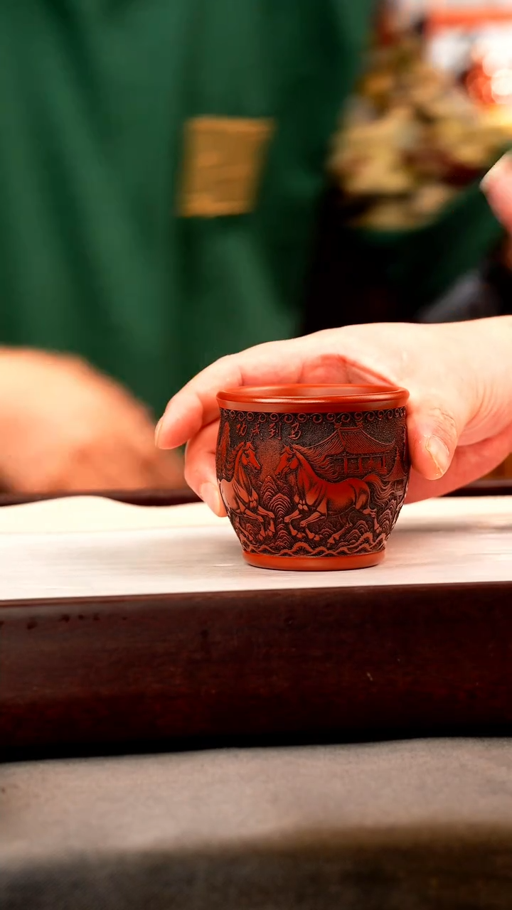 茶壶紫砂大红袍 马到成功主人杯