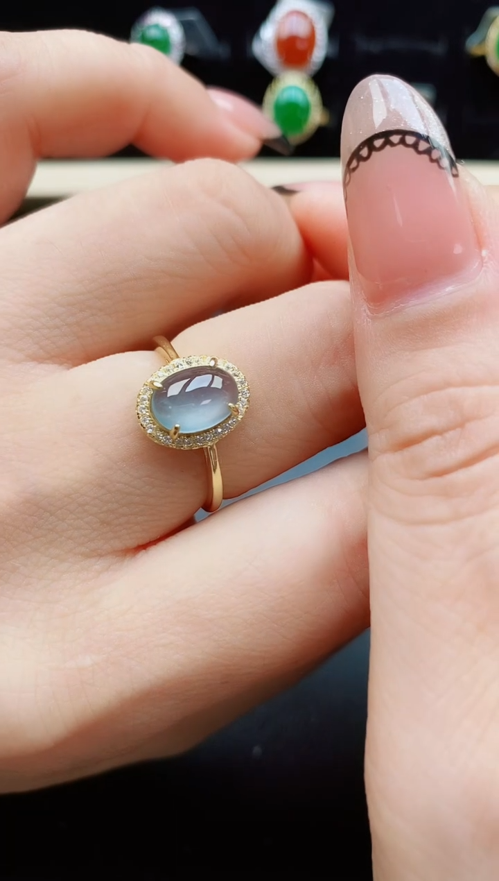 翡翠戒指银S925镶嵌585050