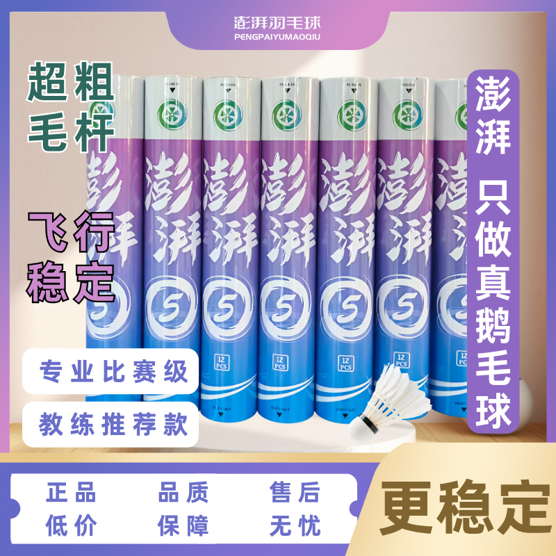 专业比赛训练用羽毛球耐打稳定鹅毛球口粮球澎湃五号超耐打羽毛球