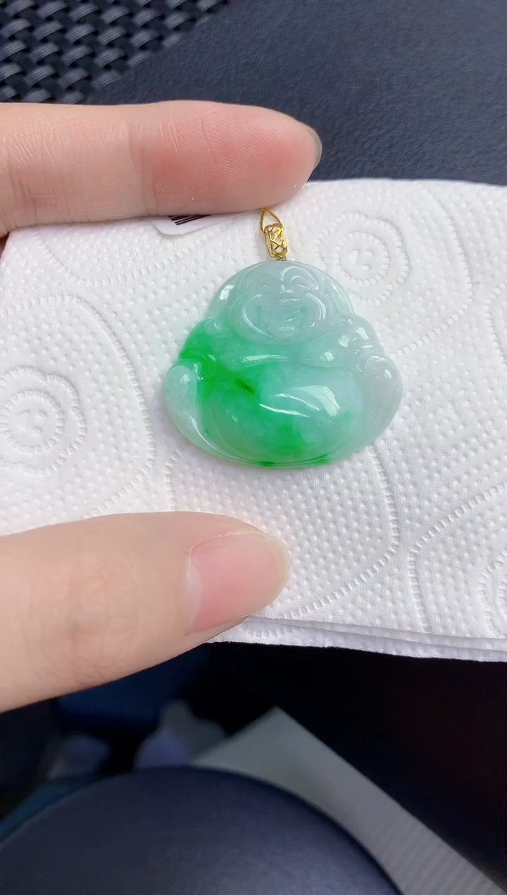 颈饰18K金镶嵌翡翠天然翡翠缅甸A货