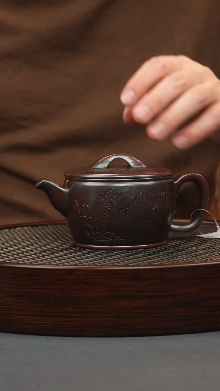 【闪购商品】紫砂茶壶古红泥 汉瓦 观山