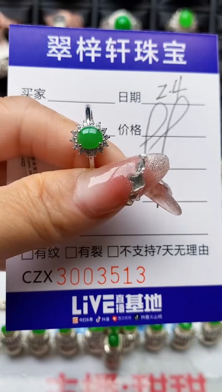 【闪购商品】翡翠戒指银S925镶嵌3513