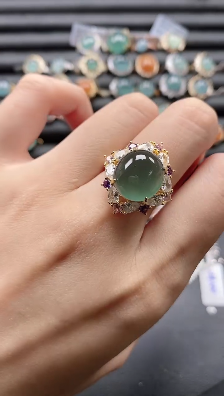 【闪购商品】翡翠戒指银S925镶嵌1111