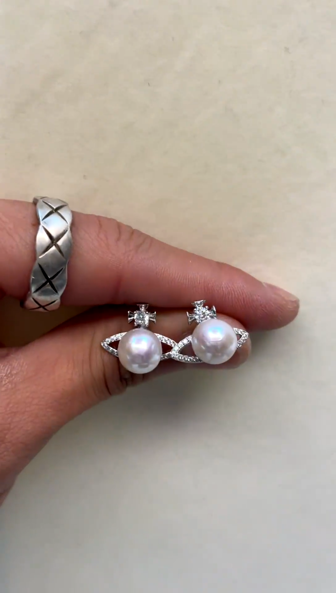 银S925镶嵌耳饰淡水珍珠 8.5-9