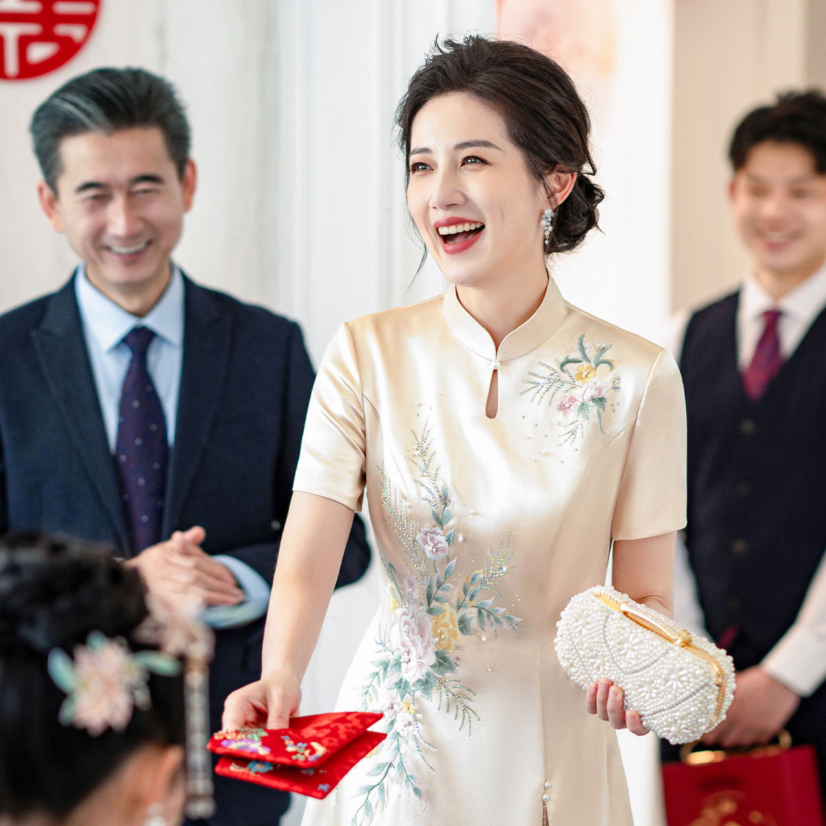 妈妈婚宴旗袍礼服新中式年轻气质款喜婆婆高端短袖日常可穿连衣裙
