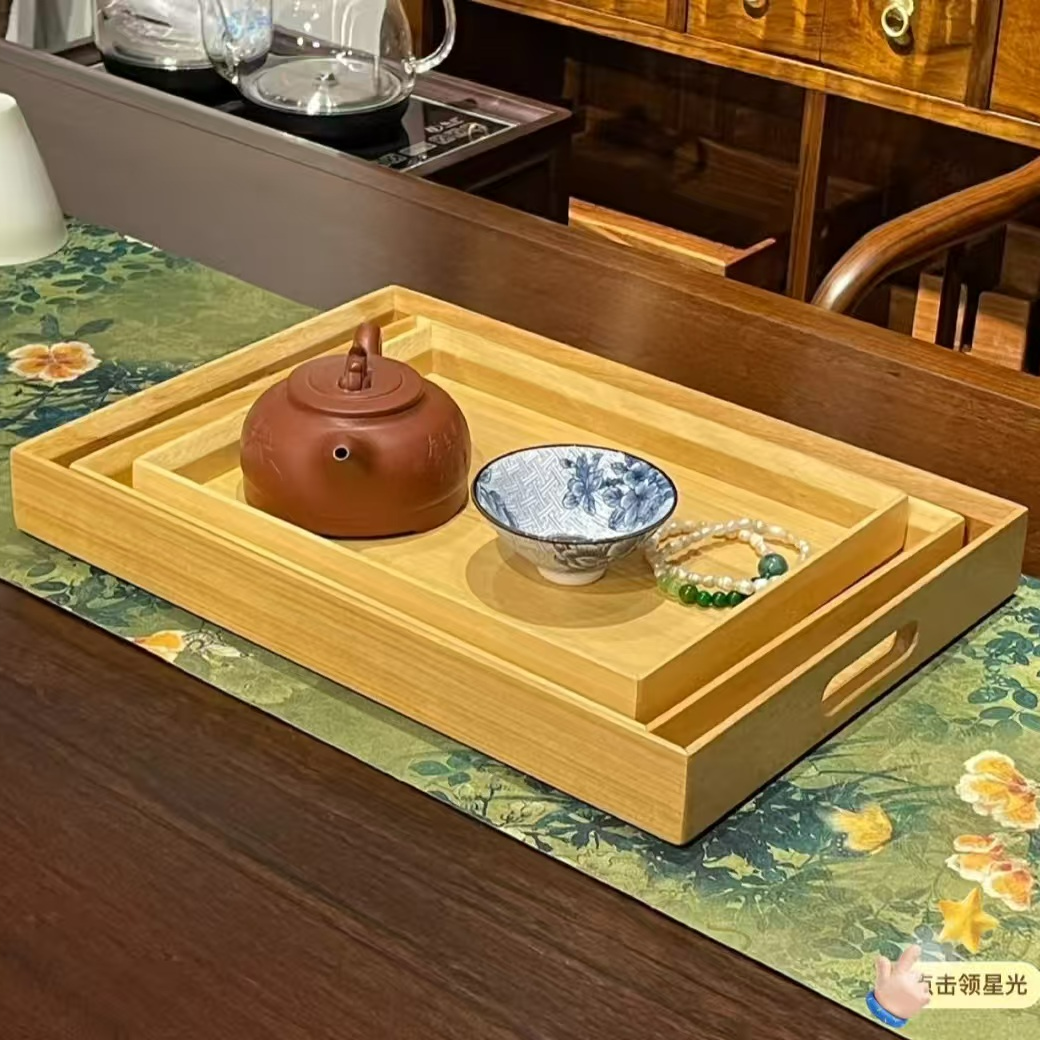 全印尼白坚木茶盘抛光日式传统工艺干泡盘托盘小清新长方形中式盘