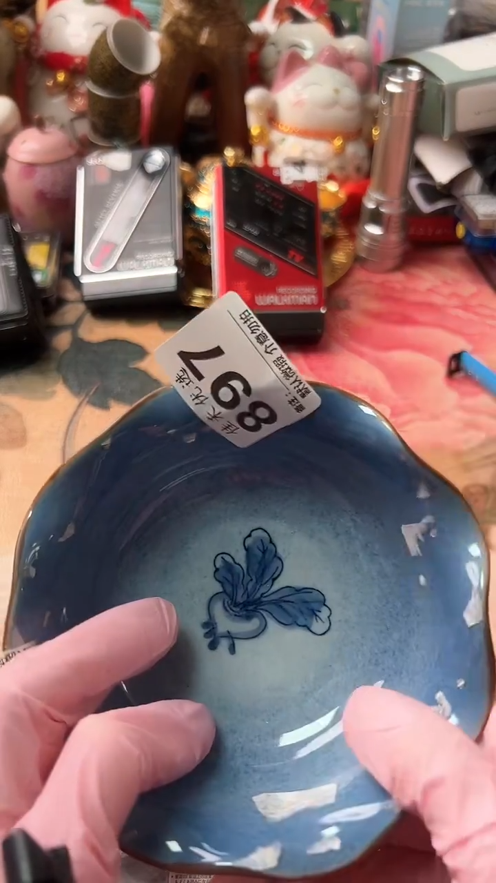 手工艺品琉璃@*风蓝色花瓣图案