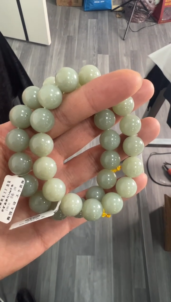 未镶嵌手链和田玉青白玉卡14手串多样性发货