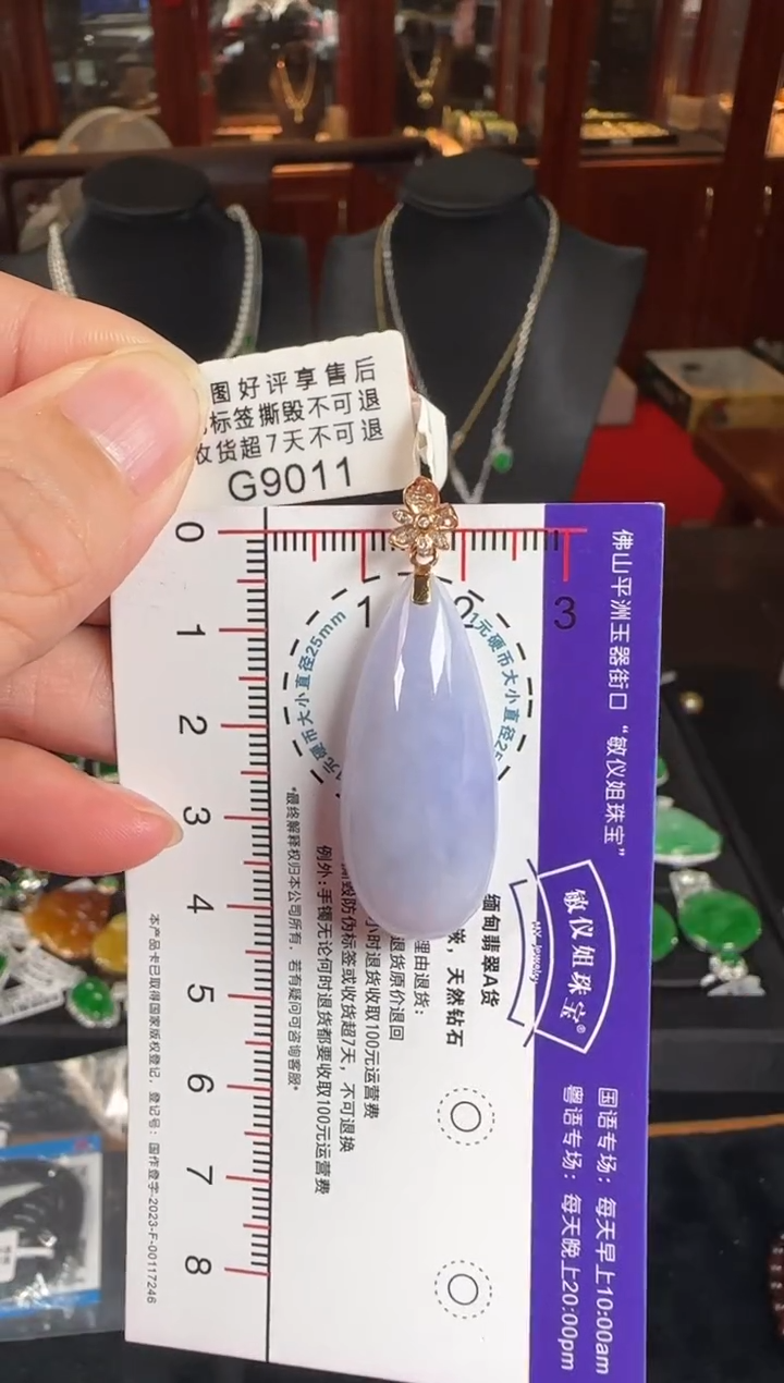 颈饰18K金镶嵌翡翠G9011紫滴水