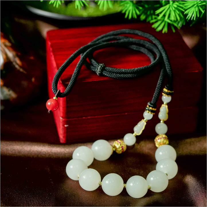 【老掌柜】和田玉/白玉单珠锁骨项链 M72171